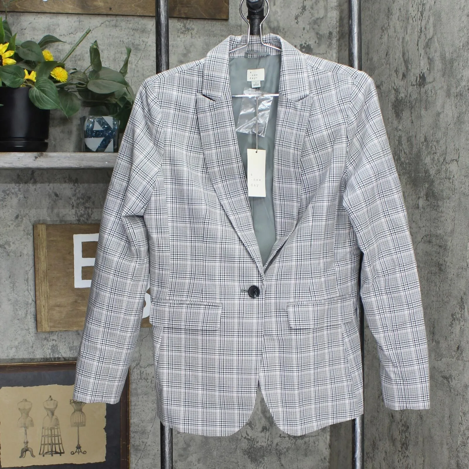 A New Day Women's Plaid Long Sleeve Blazer 564689