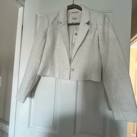 Abercrombie &amp; Fitch white tweed blazer, M, NWT