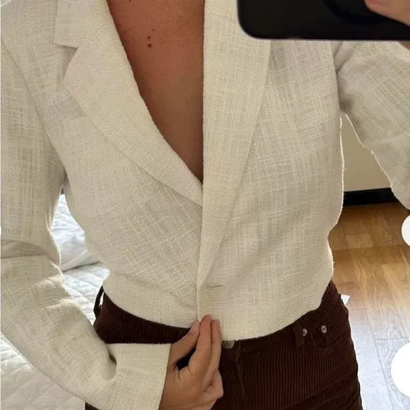 Abercrombie &amp; Fitch white tweed blazer, M, NWT