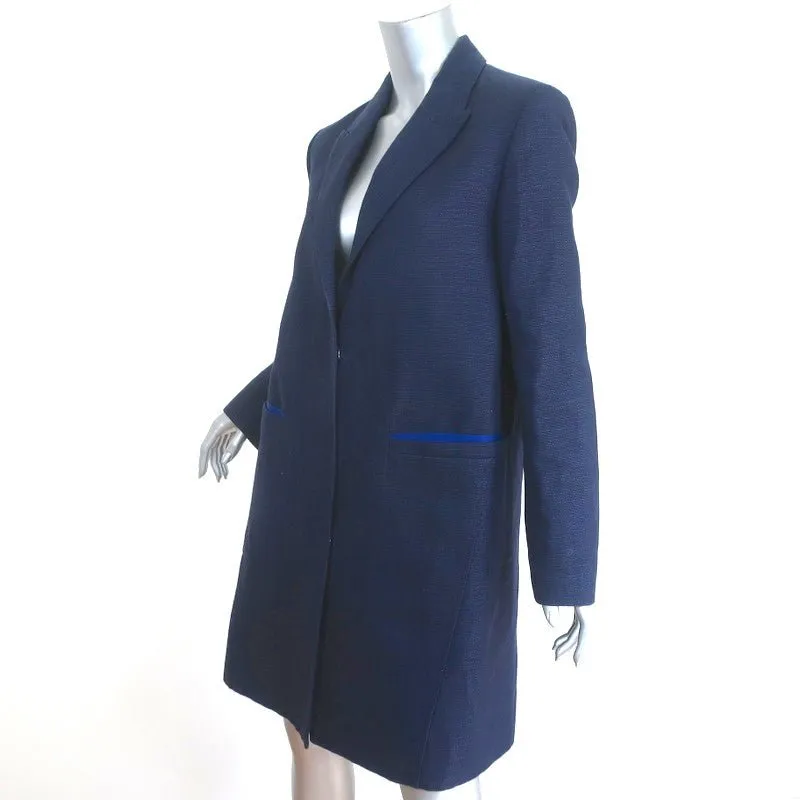 ACNE Studios Blair Coat Navy Canvas Size 38 Snap-Front Long Jacket