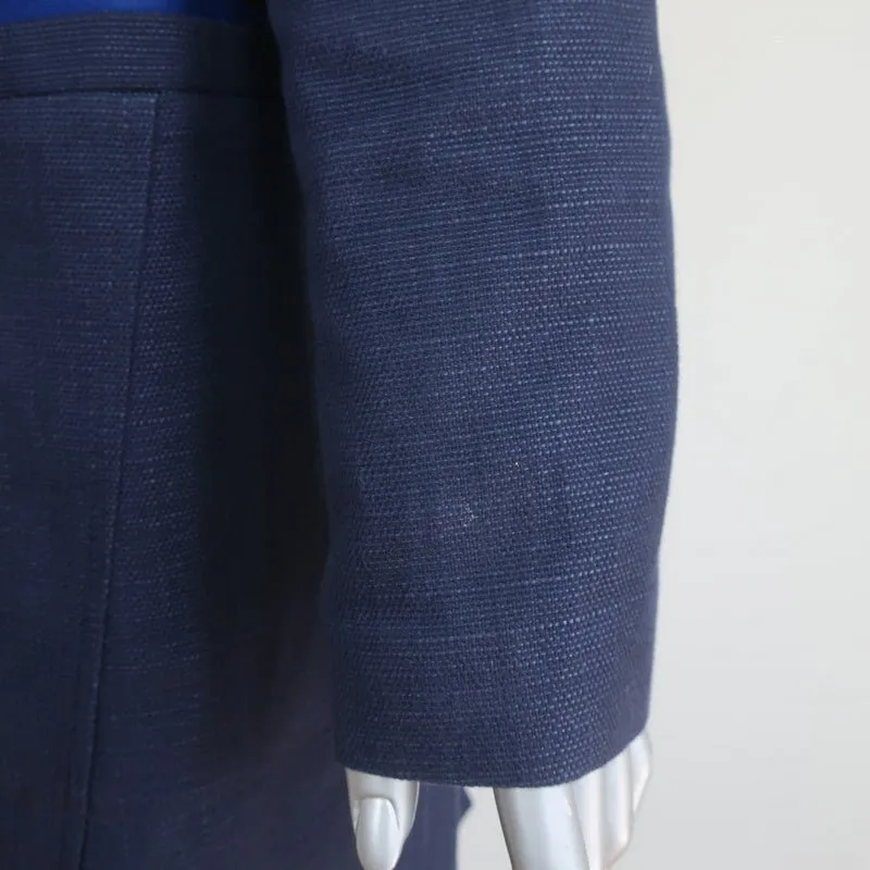 ACNE Studios Blair Coat Navy Canvas Size 38 Snap-Front Long Jacket