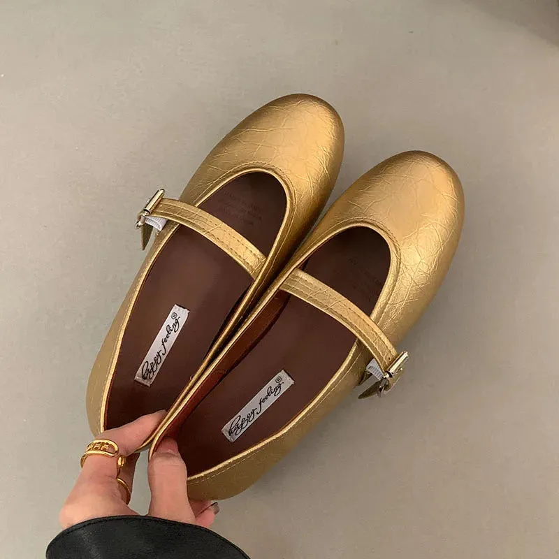 ADVBRIDGE  -  Spring Brand Women Flats Soft Leather Eelgant Dress Shoes Round Toe Shallow Slip On Ladies Casual Ballet Shoes New Woman