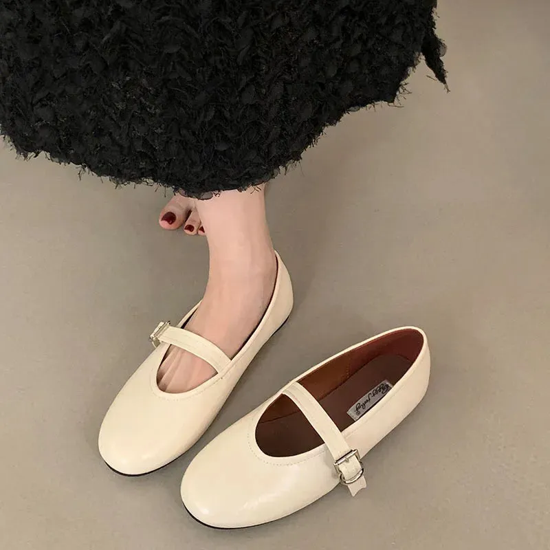 ADVBRIDGE  -  Spring Brand Women Flats Soft Leather Eelgant Dress Shoes Round Toe Shallow Slip On Ladies Casual Ballet Shoes New Woman