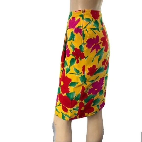 albert nipon silk floral print pencil skirt size:12
