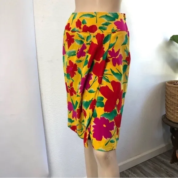 albert nipon silk floral print pencil skirt size:12
