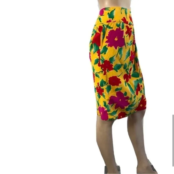 albert nipon silk floral print pencil skirt size:12