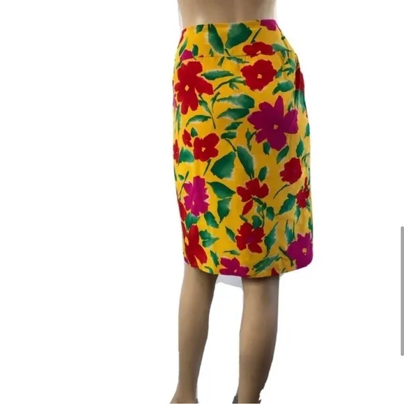 albert nipon silk floral print pencil skirt size:12
