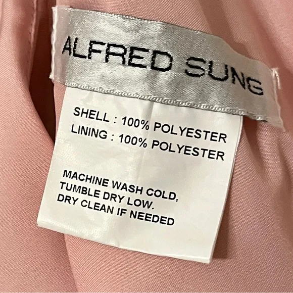 Alfred Sung Draped One-Shoulder Satin Maxi Dress Pockets Toasted Sugar 4‎ AS IS