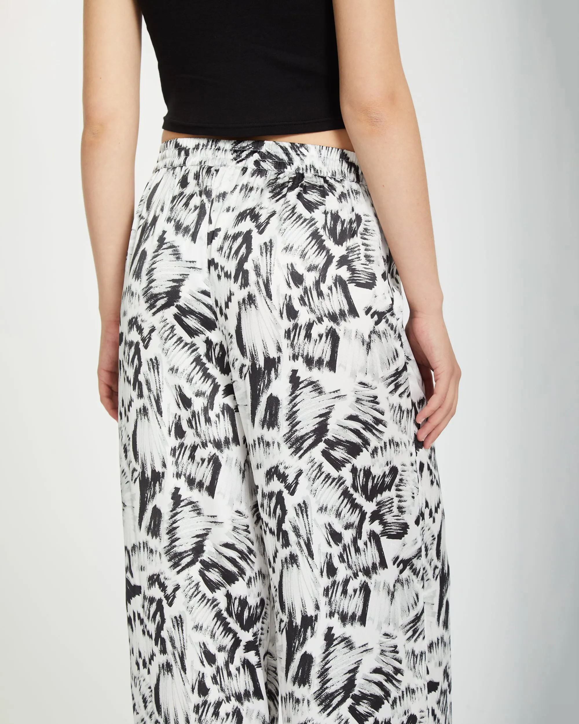 Alix Elasticated Waist Trousers - BLACK WHITE