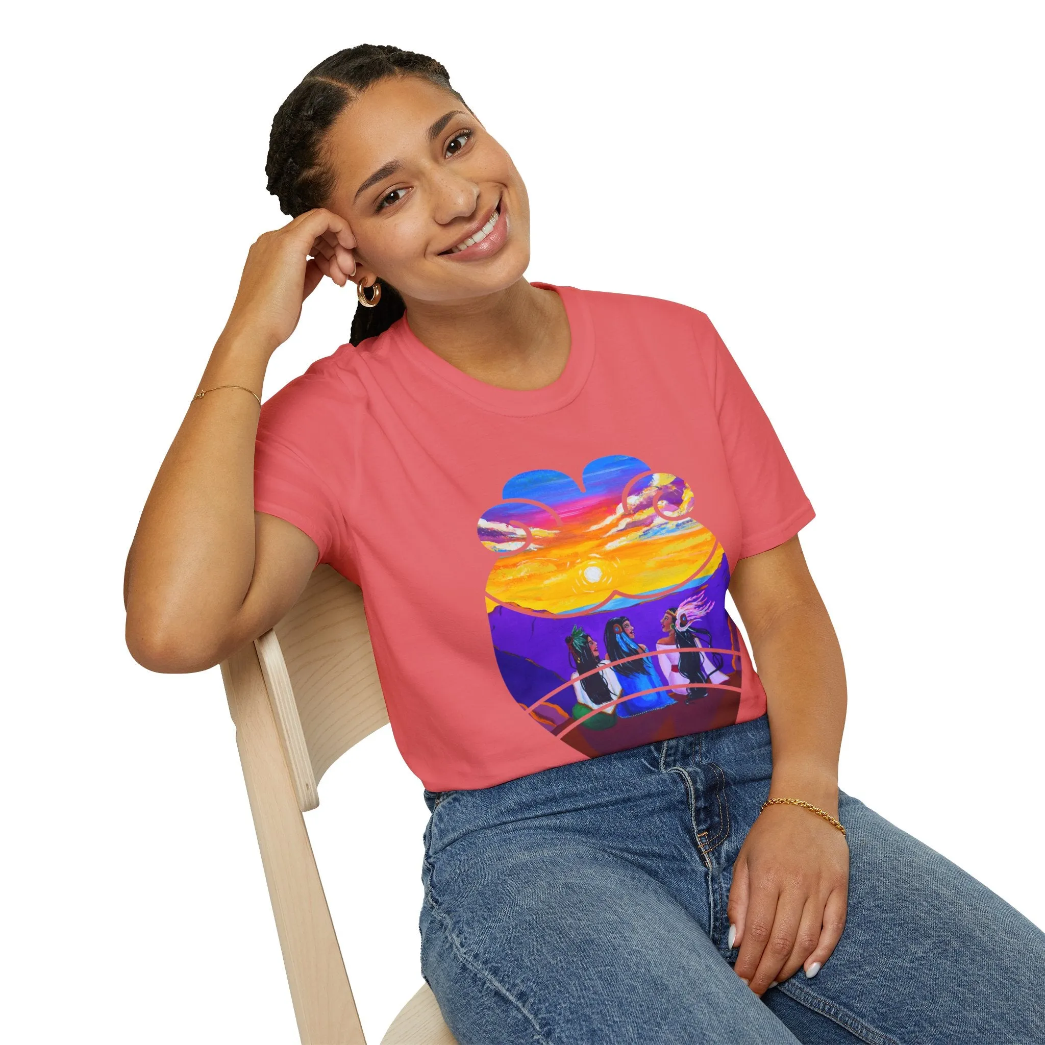 Amistad Unisex Softstyle T-Shirt | Aztec Friendship| Calpulli| Yollotl| Danza Azteca| Indigenous| Aztec dance| clothes| Apparel