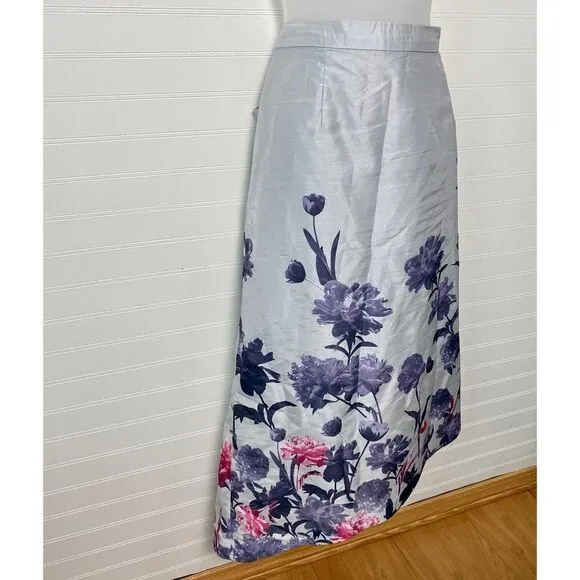 Ashro White Floral Print Asymmetrical Skirt