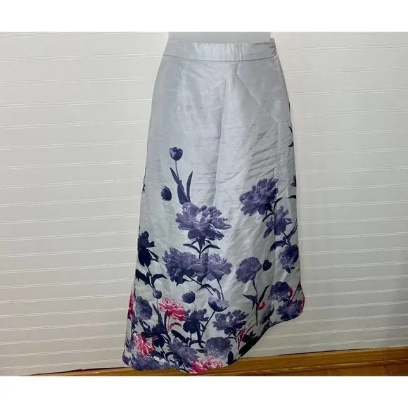Ashro White Floral Print Asymmetrical Skirt
