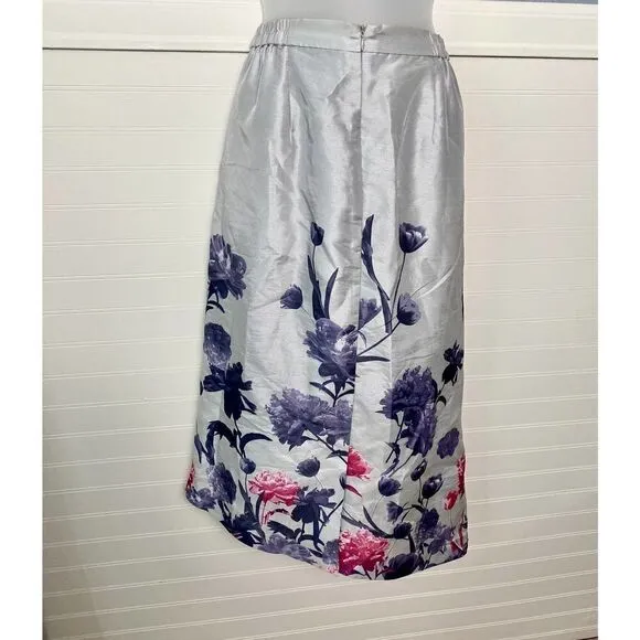 Ashro White Floral Print Asymmetrical Skirt