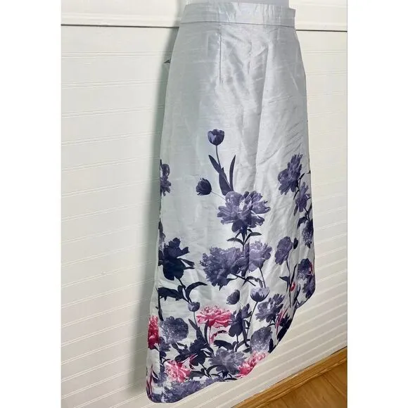 Ashro White Floral Print Asymmetrical Skirt