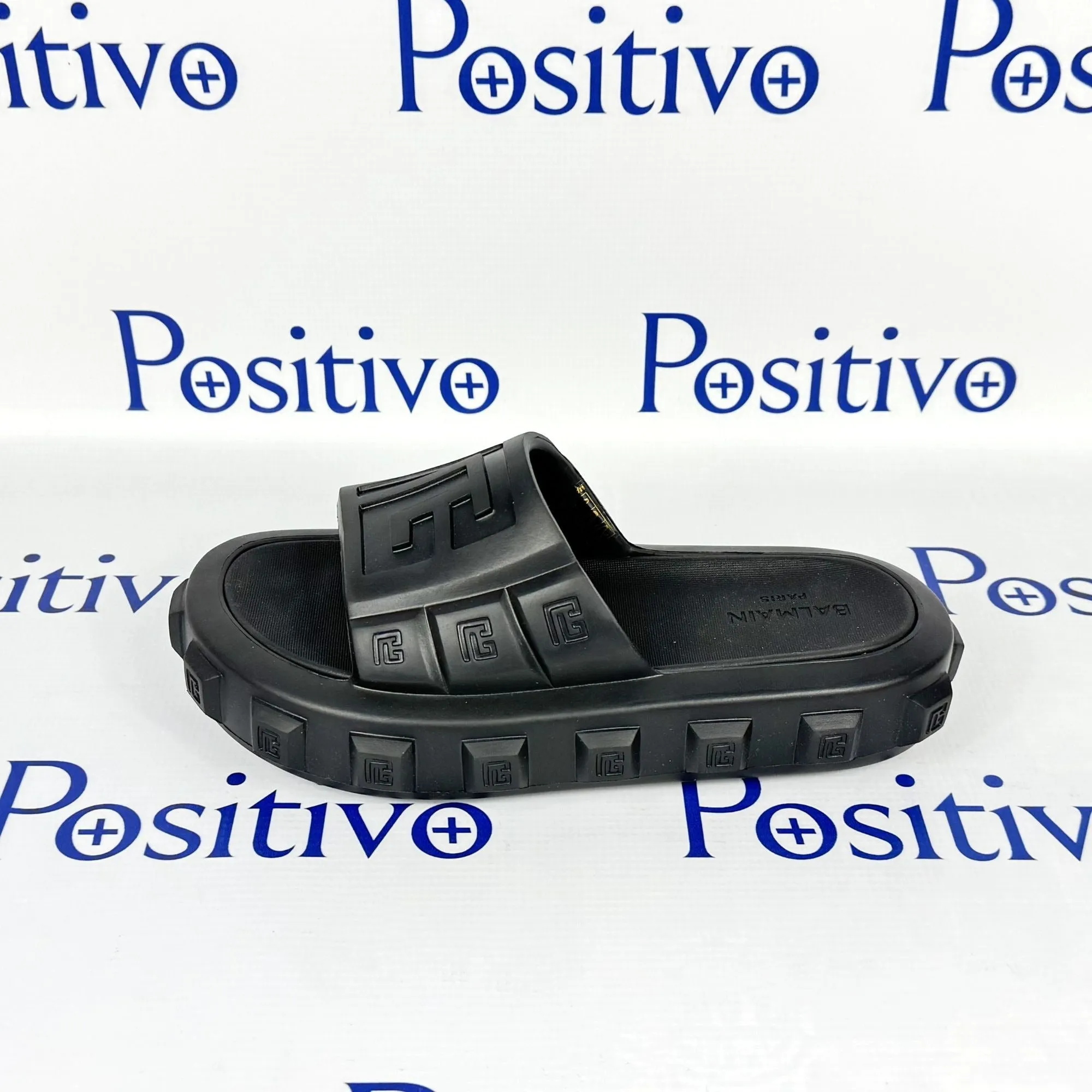 Balmain Womens Black Ari Rubber Slides Sandals