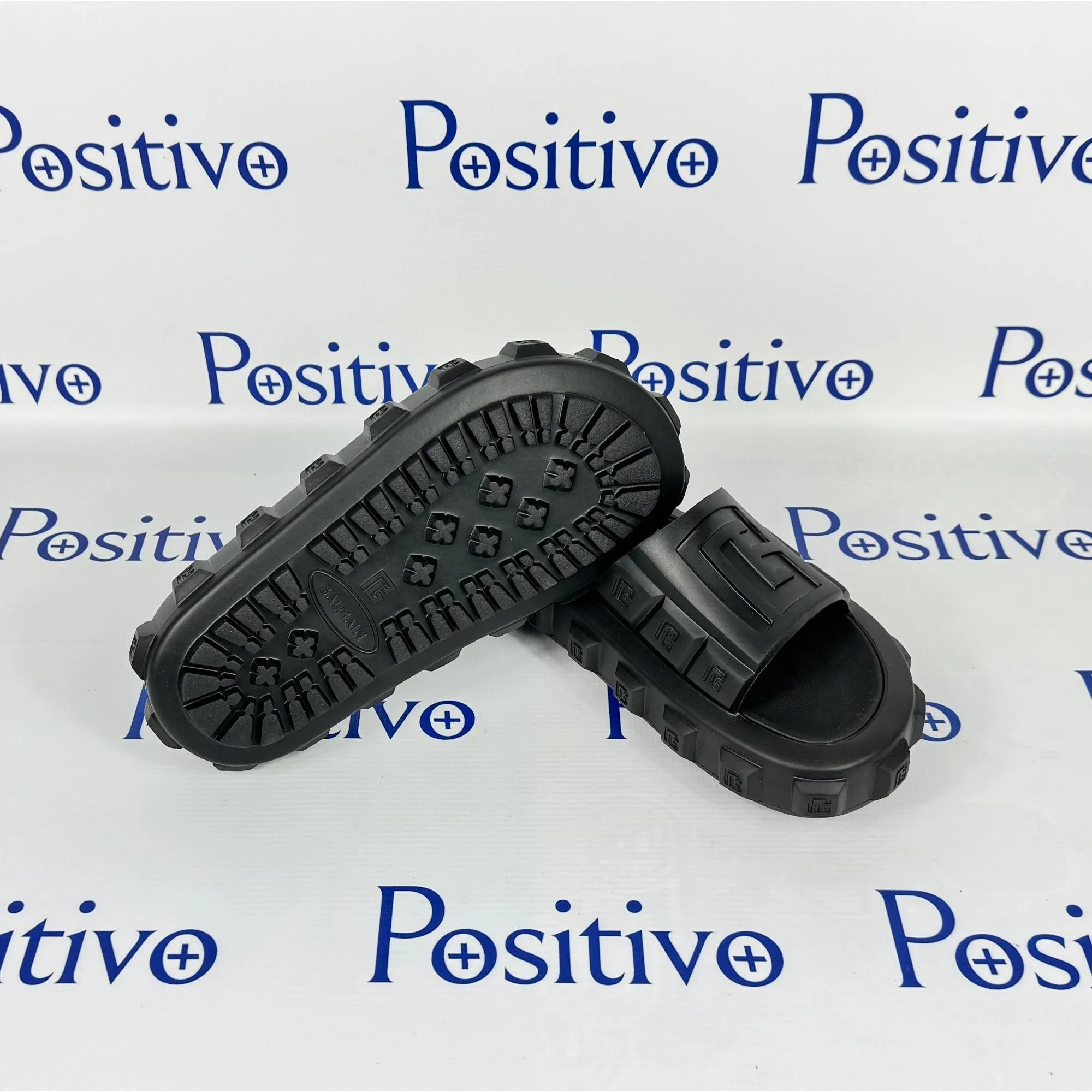 Balmain Womens Black Ari Rubber Slides Sandals