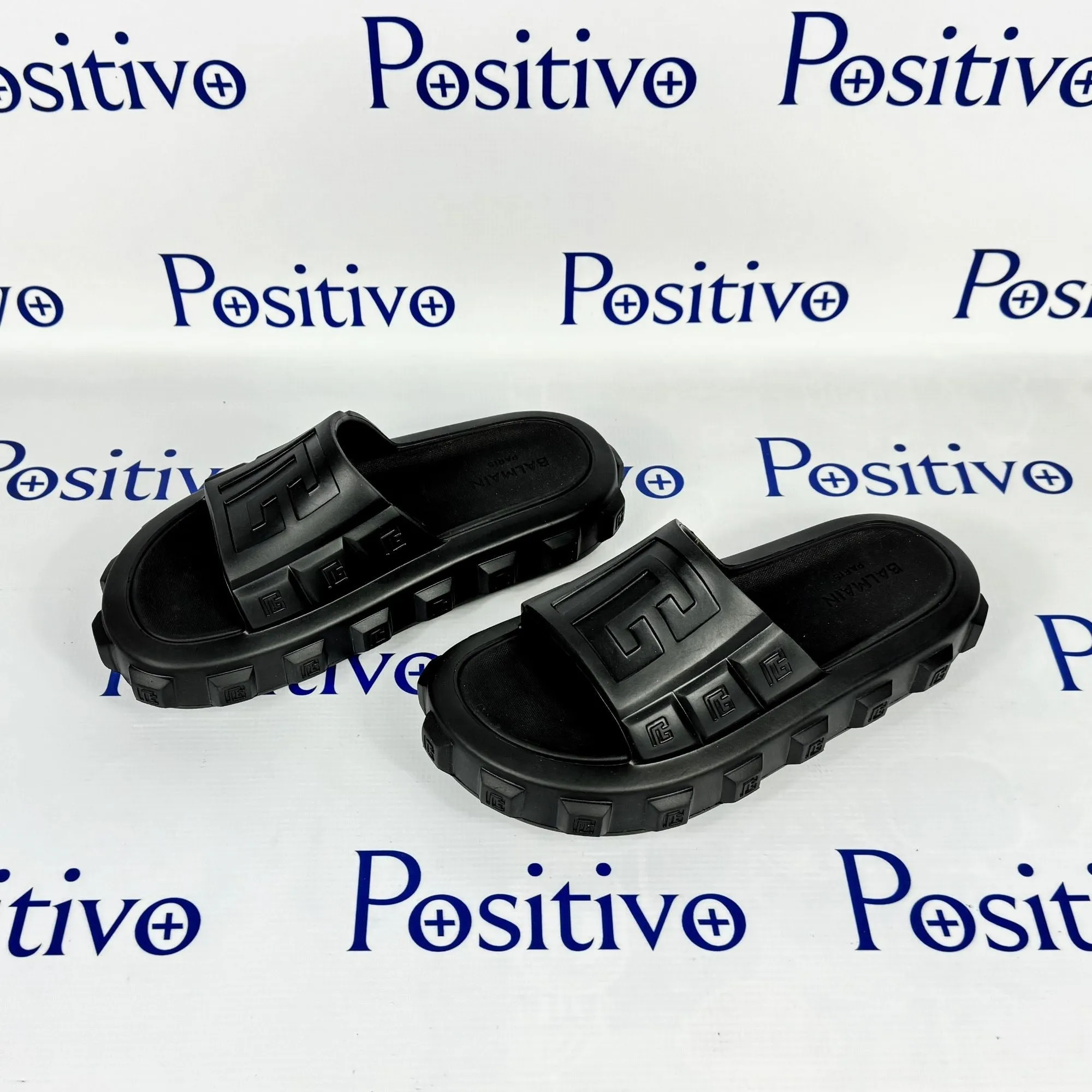 Balmain Womens Black Ari Rubber Slides Sandals
