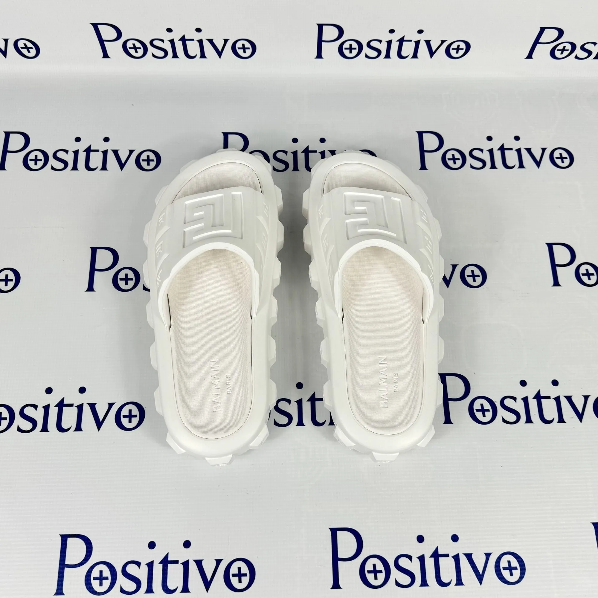 Balmain Womens White Ari Rubber Slides Sandals