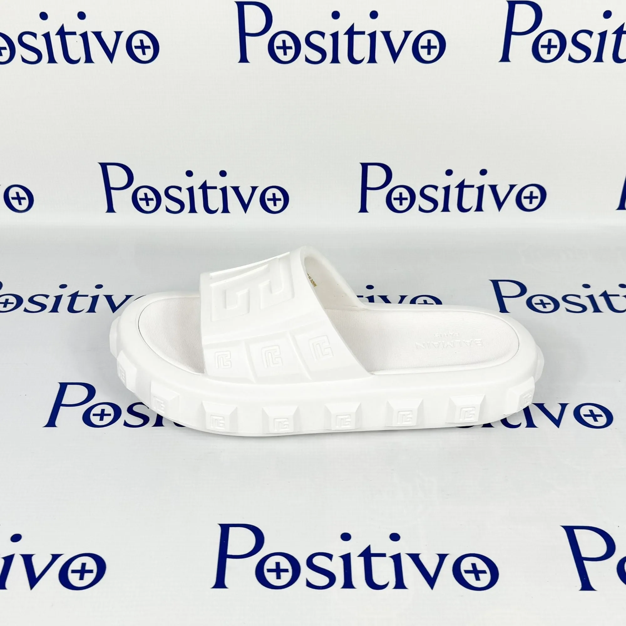 Balmain Womens White Ari Rubber Slides Sandals