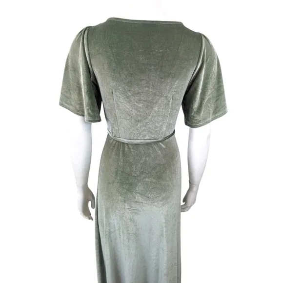 Baltic Born Meghan Green Velvet Wrap Dress Gown Womens XS Bridesmaid Formal