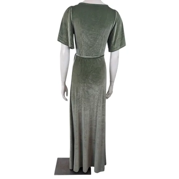 Baltic Born Meghan Green Velvet Wrap Dress Gown Womens XS Bridesmaid Formal