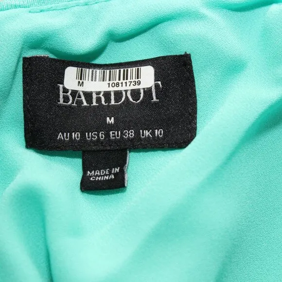 Bardot Womens Melinda Slip Dress Aqua Satin Tie Back Size 6 Adjustable Straps