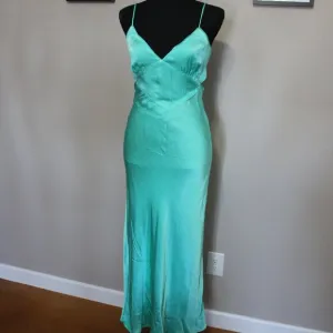 Bardot Womens Melinda Slip Dress Aqua Satin Tie Back Size 6 Adjustable Straps