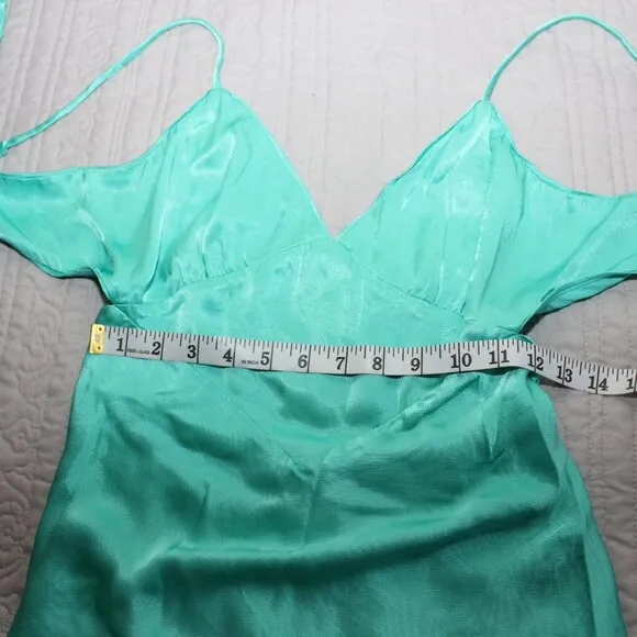 Bardot Womens Melinda Slip Dress Aqua Satin Tie Back Size 6 Adjustable Straps