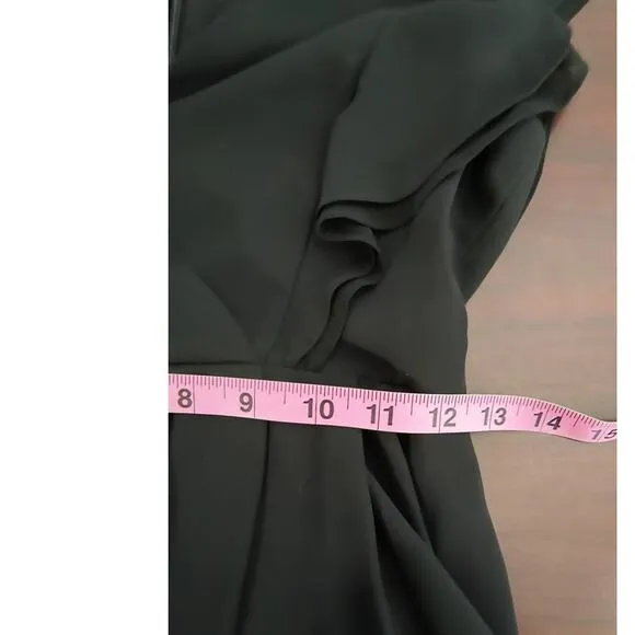 BCBGMAXAZRIA Callie Maxi Dress Size 0 Black Flutter Sleeve V Neck Slit Front