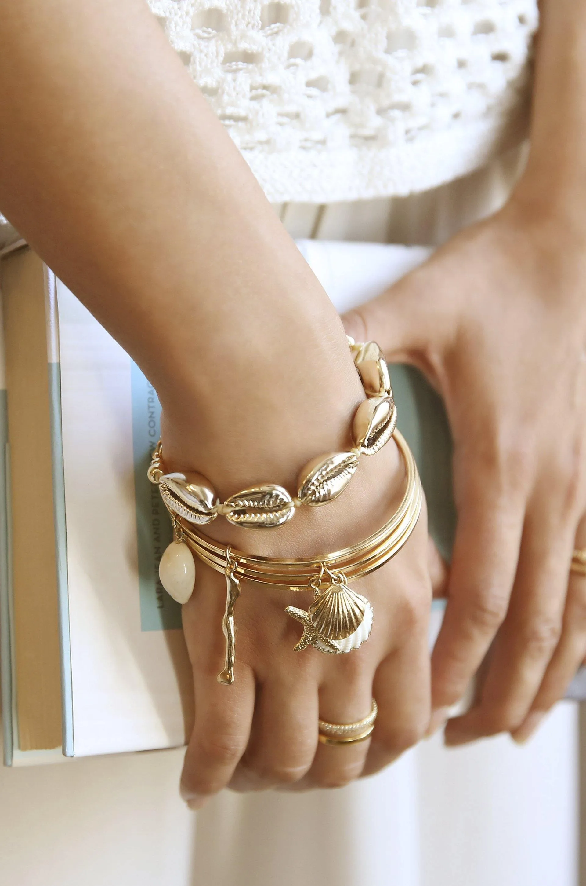 Beach Life 18k Gold Plated Bangle Set