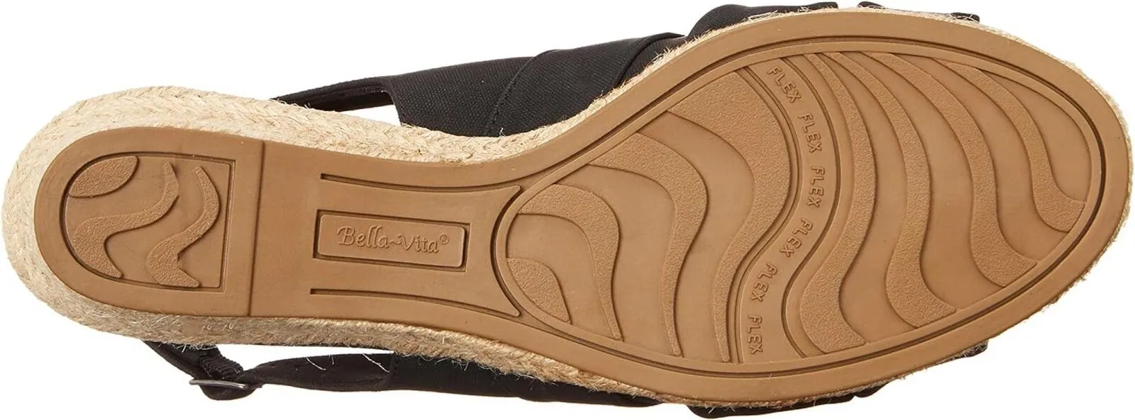 Bella Vita Women's Cheerful Wedge Sandal CHRFL Black Linen Print 8.5M