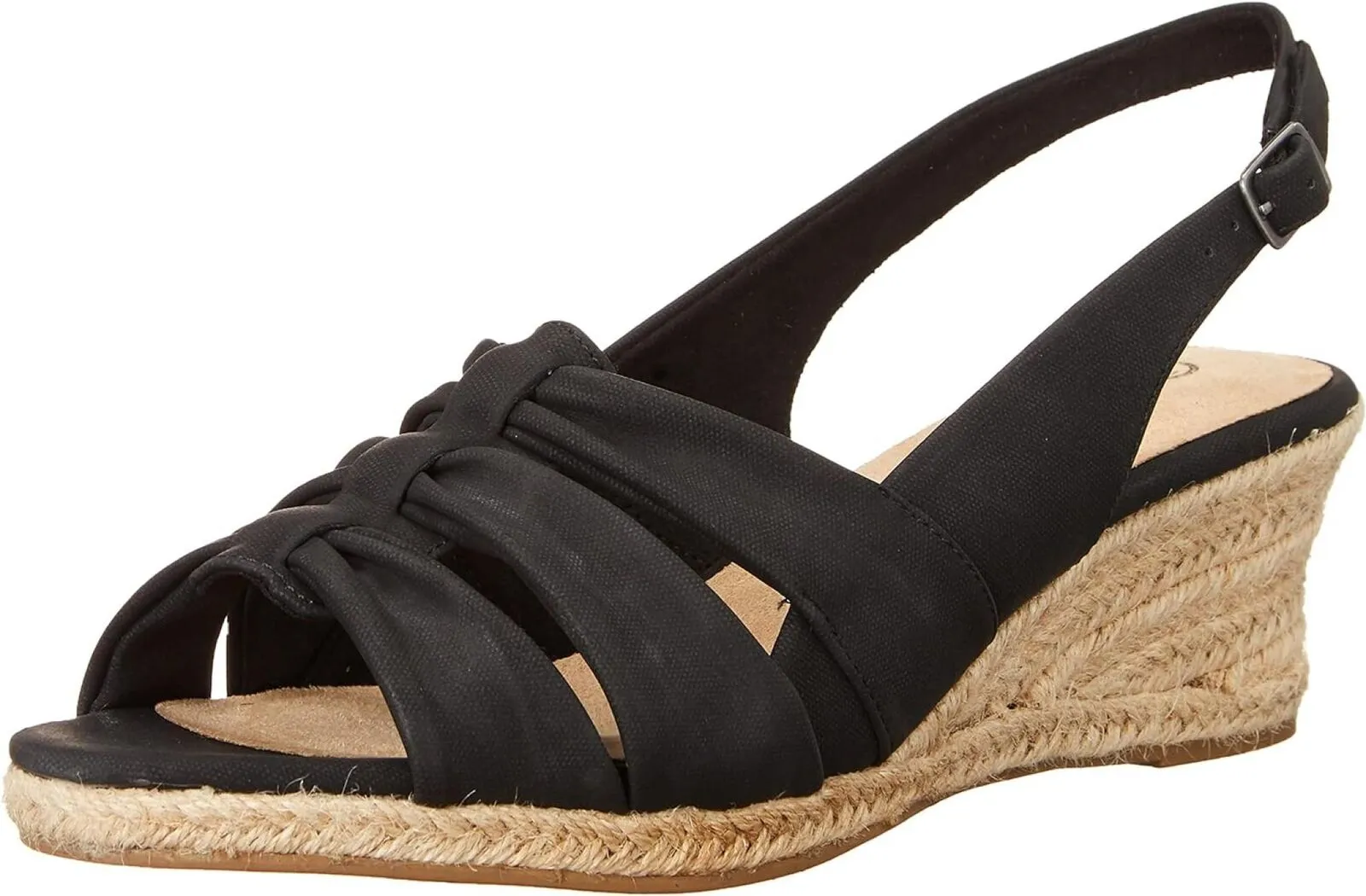Bella Vita Women's Cheerful Wedge Sandal CHRFL Black Linen Print 8.5M