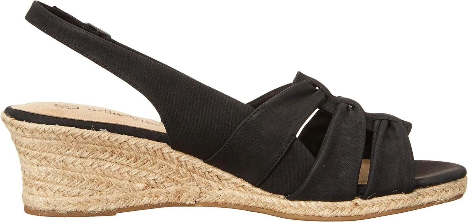 Bella Vita Women's Cheerful Wedge Sandal CHRFL Black Linen Print 8.5M