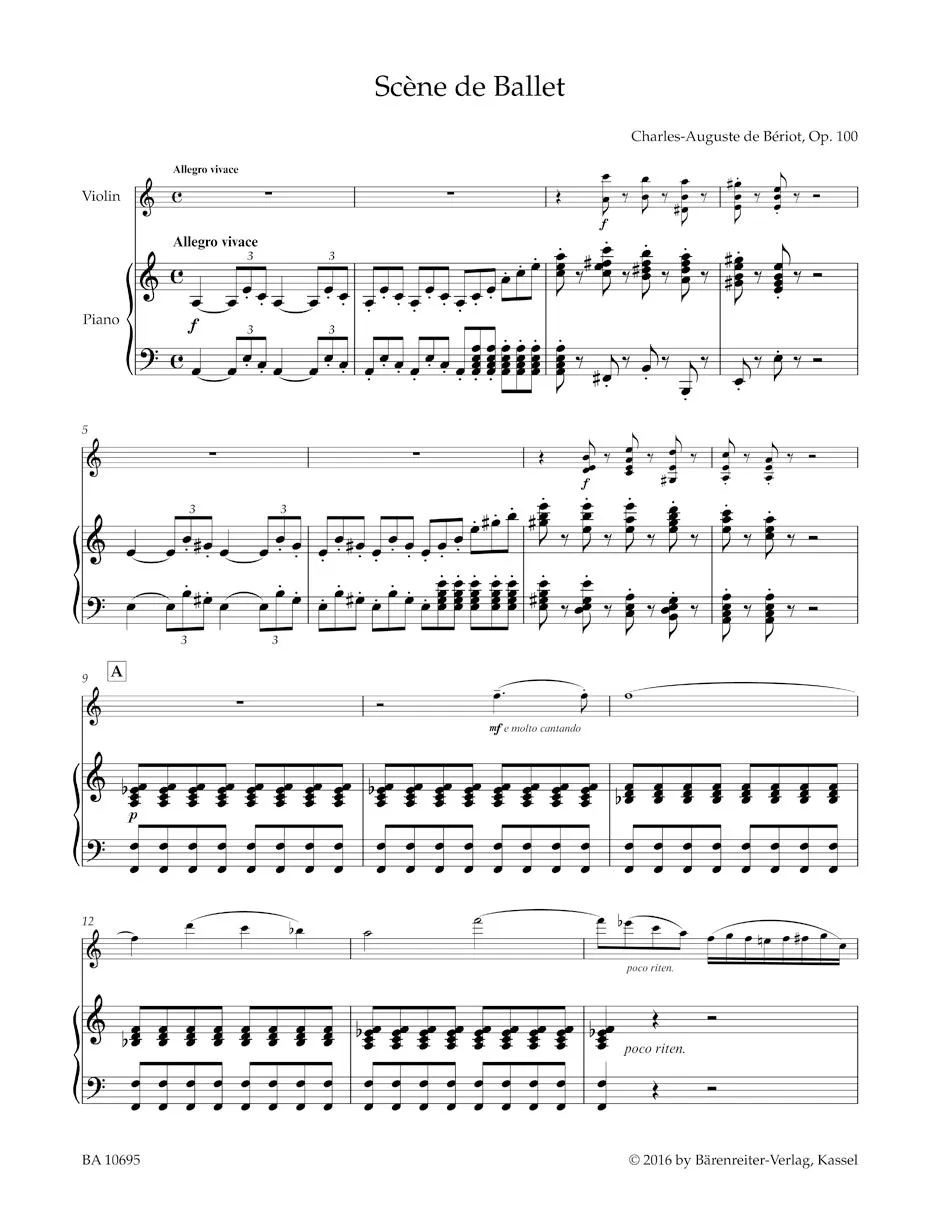 Beriot : Scene De Ballet Op 100 for Violin & Piano