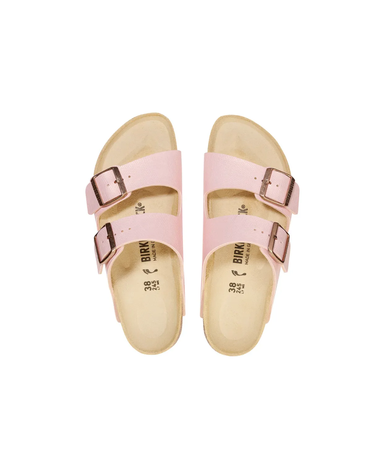 Birkenstock Arizona Shiny Embossed Birko-Flor Light Rose Sandals
