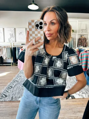 Black Crochet Detail Top