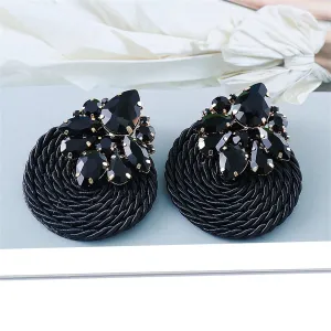 Black Crystal & Cubic Zirconia 18K Gold-Plated Round Drop Earrings