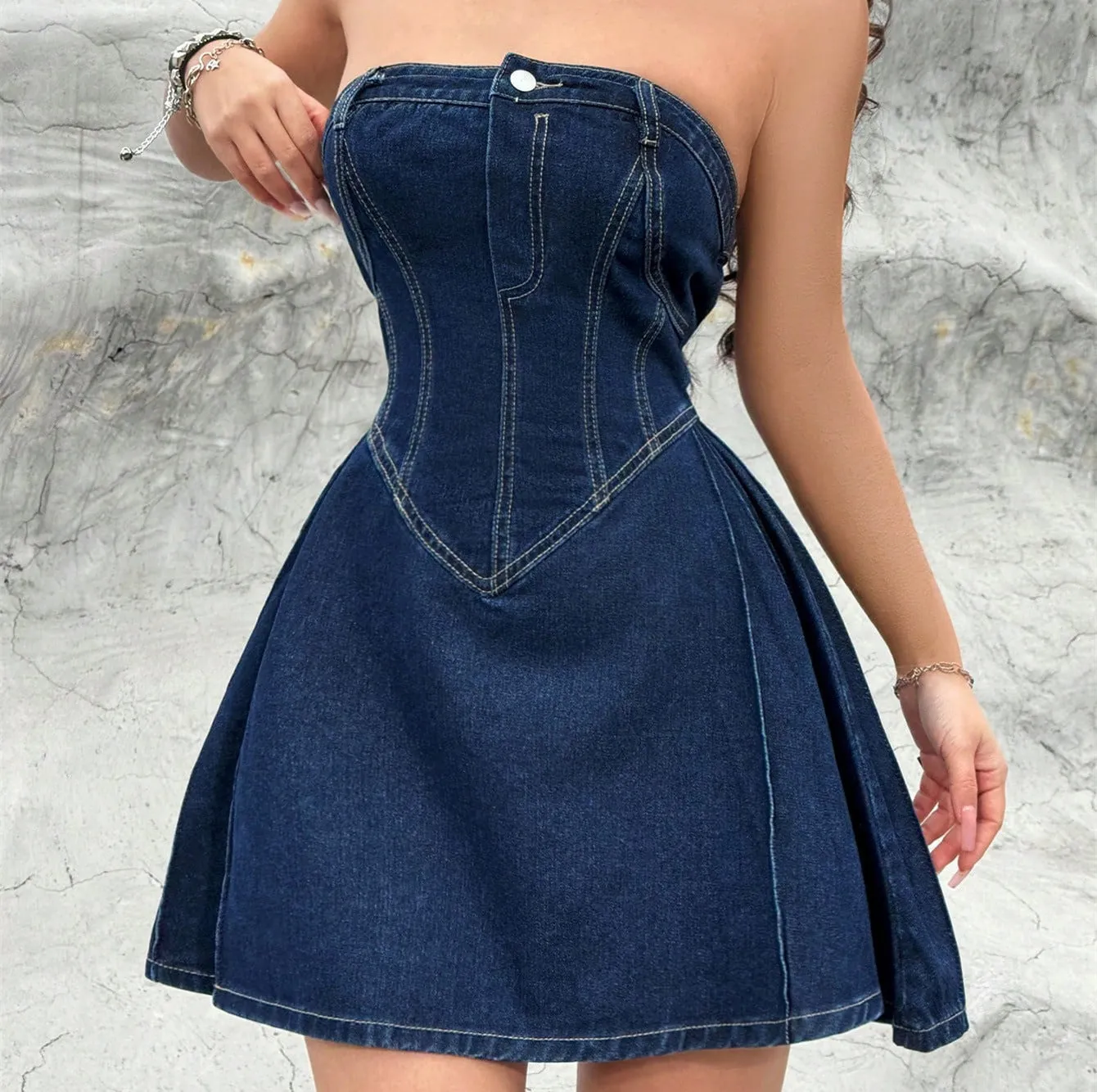 Blue Crush Strapless Denim Bodycon Dress