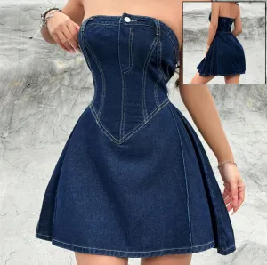 Blue Crush Strapless Denim Bodycon Dress