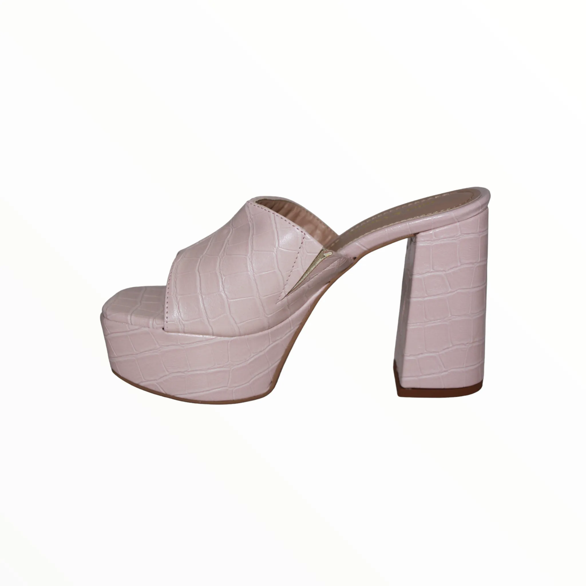 Blush Slip On Platform Mule Heels