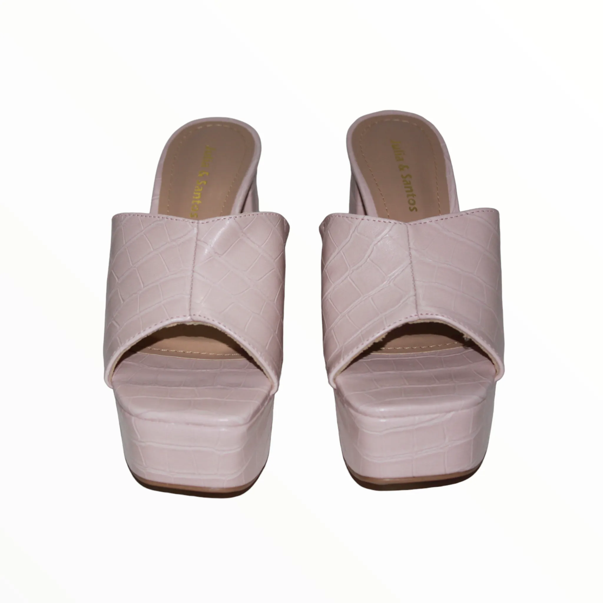 Blush Slip On Platform Mule Heels