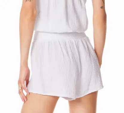 Bobi Smocked Waist Shorts - White