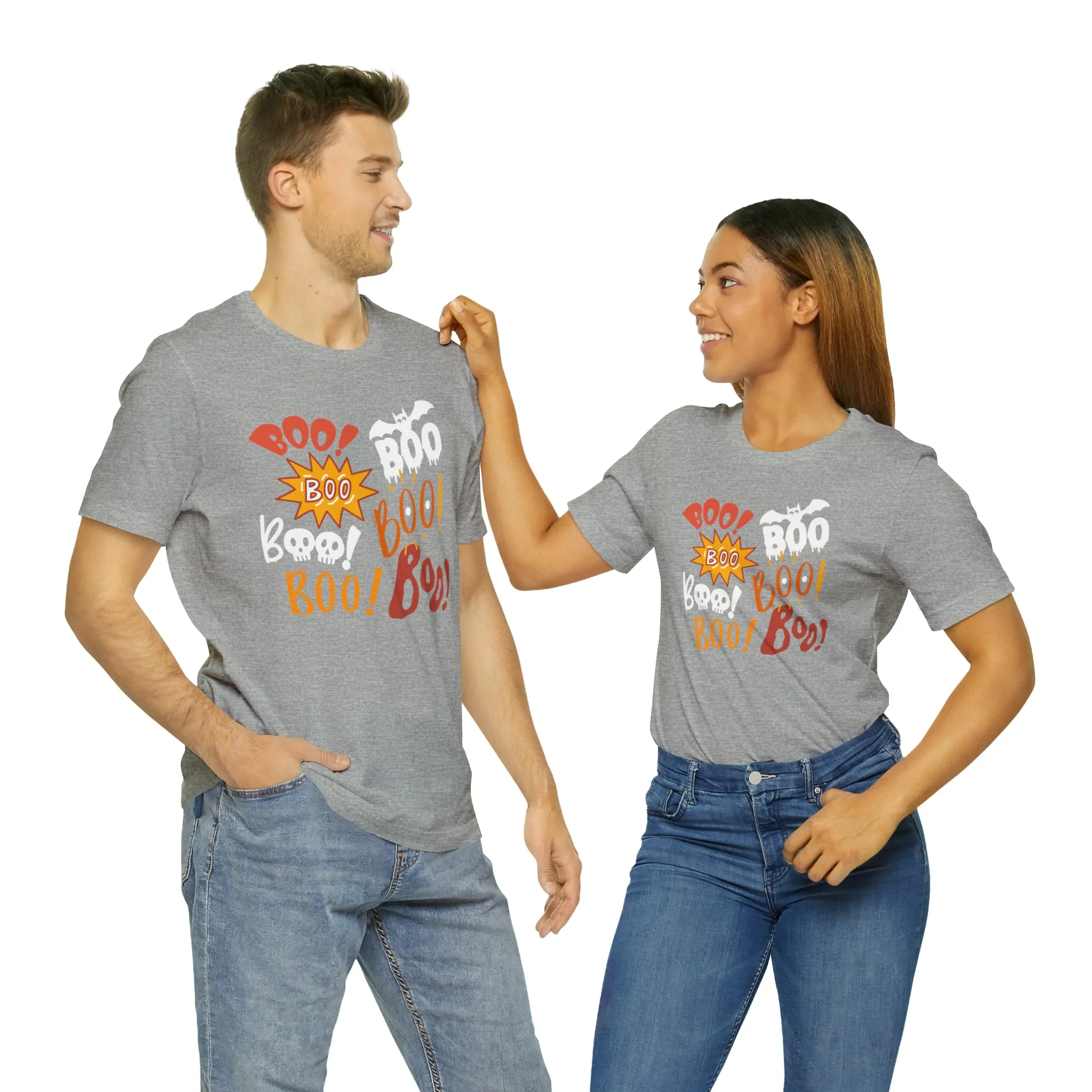 Boo! Boo! Boo! Halloween T-Shirt | Scary Boo Tee |  Bella Canvas 3001Unisex | Creepy Short Sleeve Tshirt