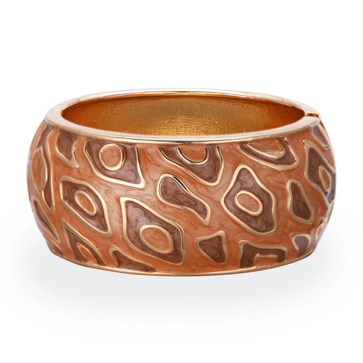 Brown Enamel & 18K Gold-Plated Bangle