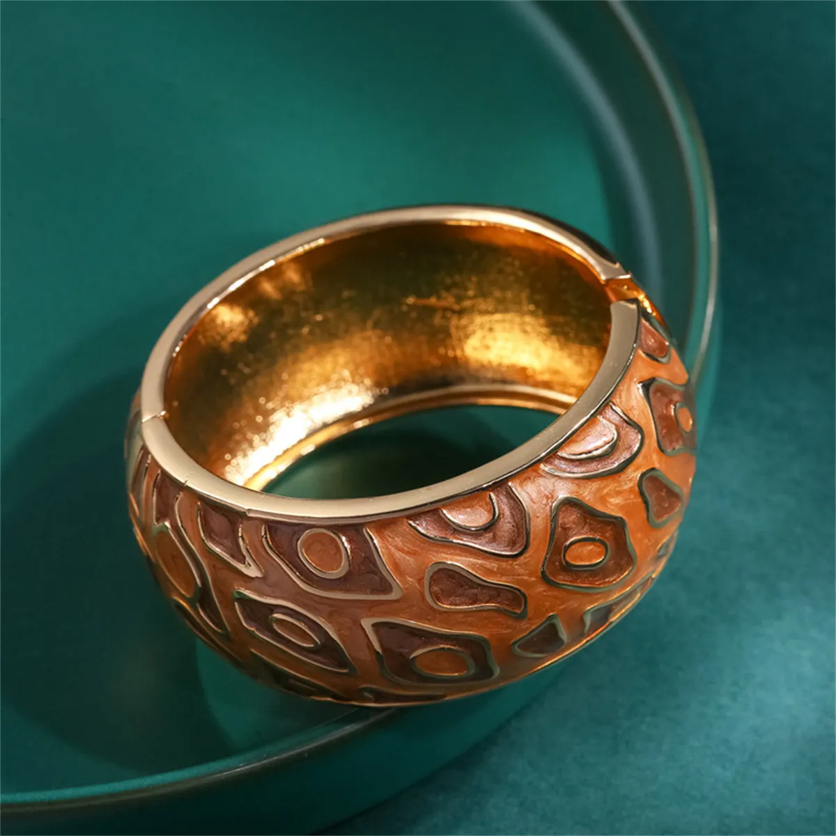 Brown Enamel & 18K Gold-Plated Bangle