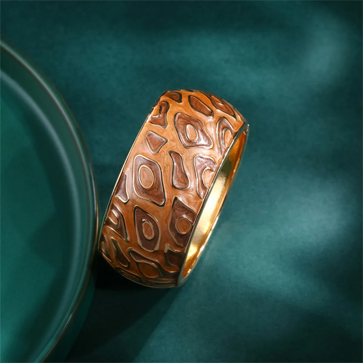 Brown Enamel & 18K Gold-Plated Bangle