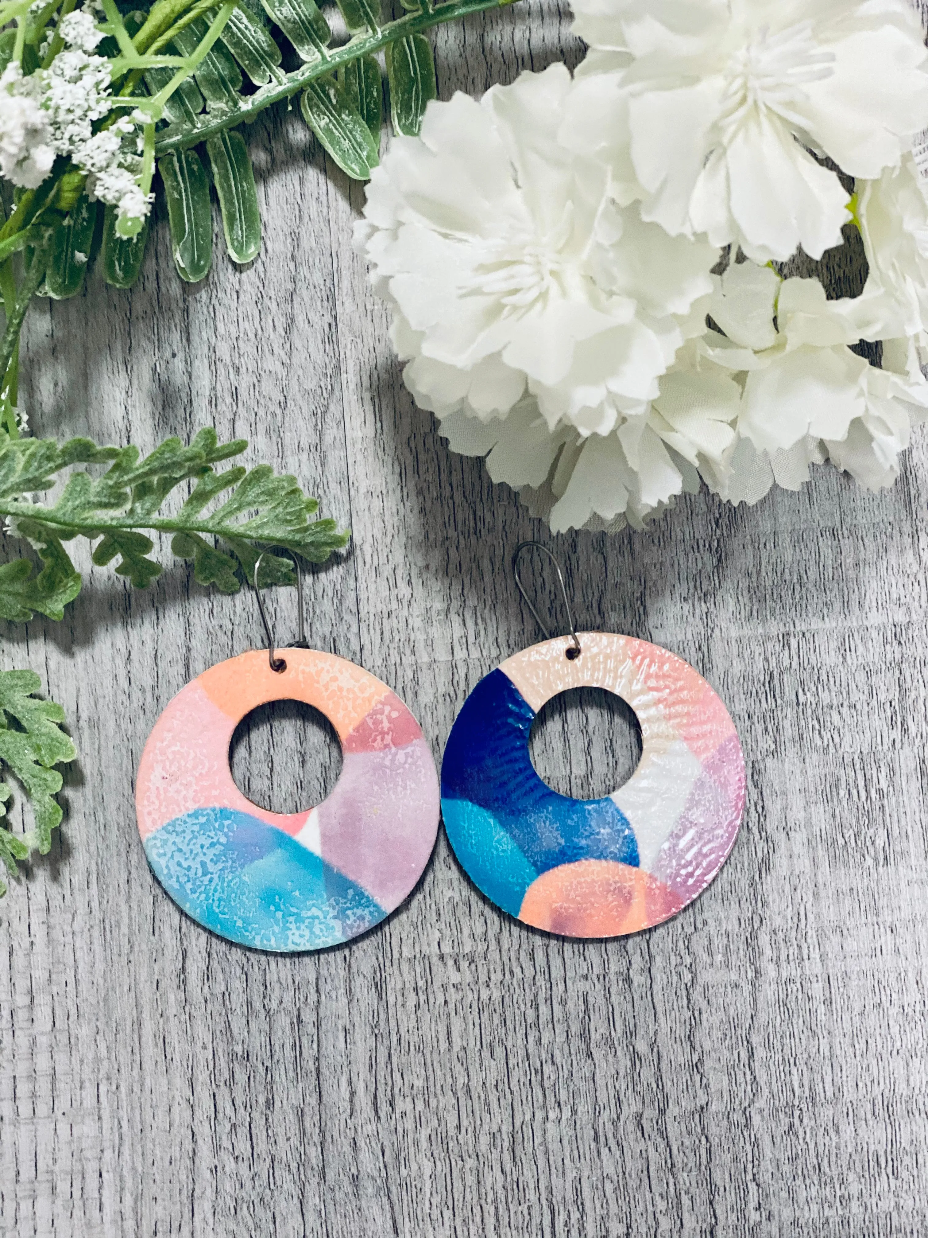 Bubbles Round Wooden Earrings