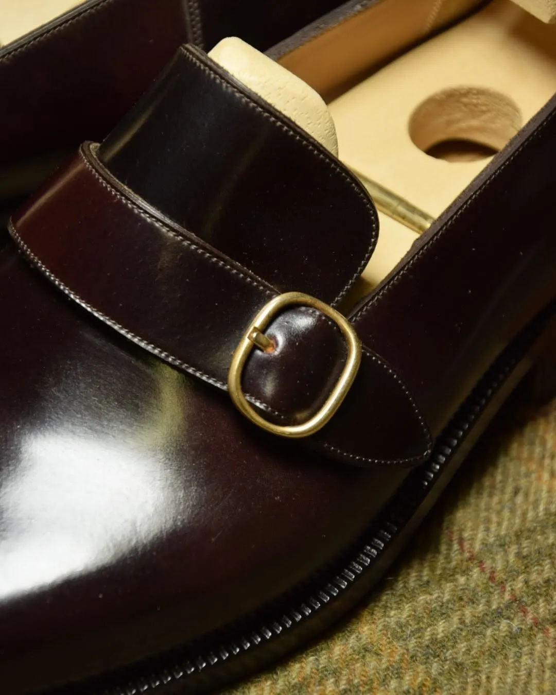 Burgundy Italian Leather  Monkstrap Loafers Shoes - Formal shoes - Monk Shoes