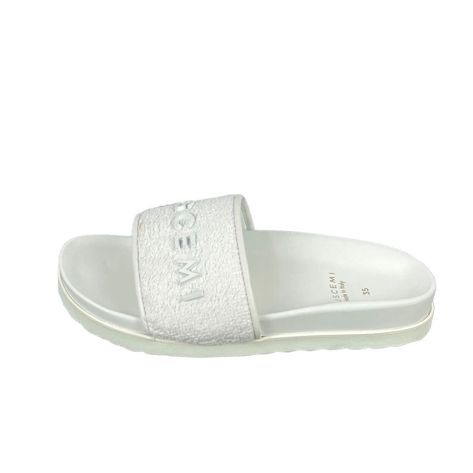 Buscemi Womens Slide Terry White Leather Sandals