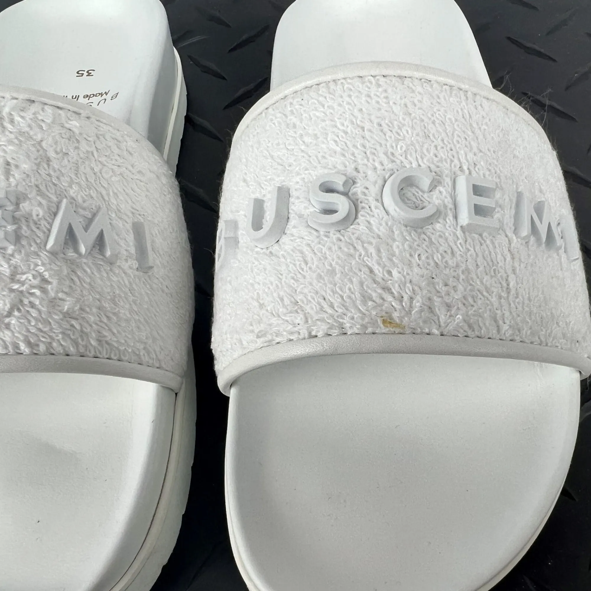 Buscemi Womens Slide Terry White Leather Sandals